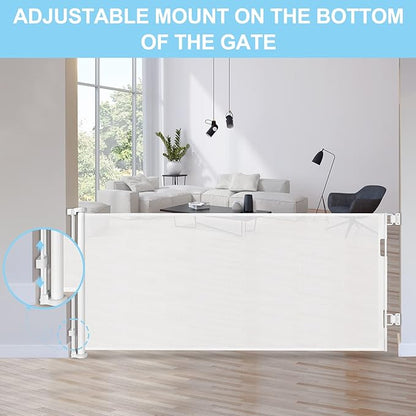 120 Inch Extra Wide Baby Gate for Doorways Extra Long Retractable Baby Gates Dog Gate for The House Large Pet Gate for Dogs Indoor Child Gates for Wide Openings Mesh Baby Gates for Dogs (White)