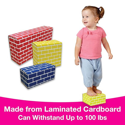 Edushape Cardboard Baby Blocks for Toddlers, 36 Pieces - Edu-Blocks Durable Multi-Colored Toddler Blocks for Building & Learning - Stacking Blocks Building Blocks for Daycares and Preschools
