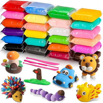 Modeling Clay Kit - 24 Colors Air Dry Ultra Light Clay, Safe & Non-Toxic, Great Gift for Kids.