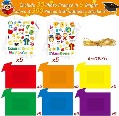 chiazllta 30 Packs Graduation Picture Frame Craft Kits for Kids Congrats Grad DIY Craft Art 2025 Graduation Party Decoration Favor Home Classroom Game Activities