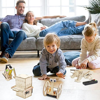 DEUXPER 5 Sets of Robot STEM Toys for Kids, Wood Craft Kit for Boys Age 8-12, DIY Science Building Projects for 6-8, 3D Puzzles Assembly Models, Gift for Children Age 6 7 8 9 10 11 12 14