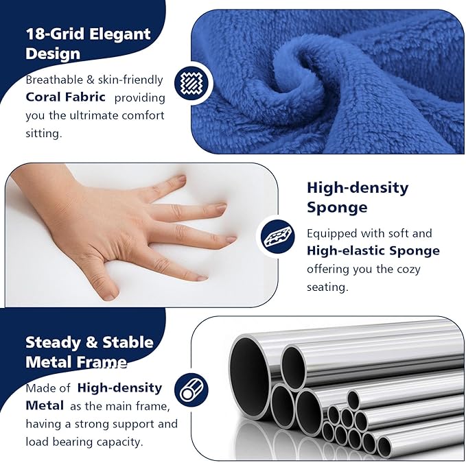 Folding Floor Chair 14-Position Cushioned Adjustable Floor Lazy Sofa Chair w/Breathable Cotton & Skin-Friendly Flannel for Adults & Kids Ideal for Reading Meditating, Navy