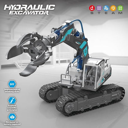 Building Block Assembly,STEM Toys for Boys Age 8-12,Hydraulic Power Grab Machine Science Experiment Set for Kids - with Powerful Learning Experience,Best Educational Toy