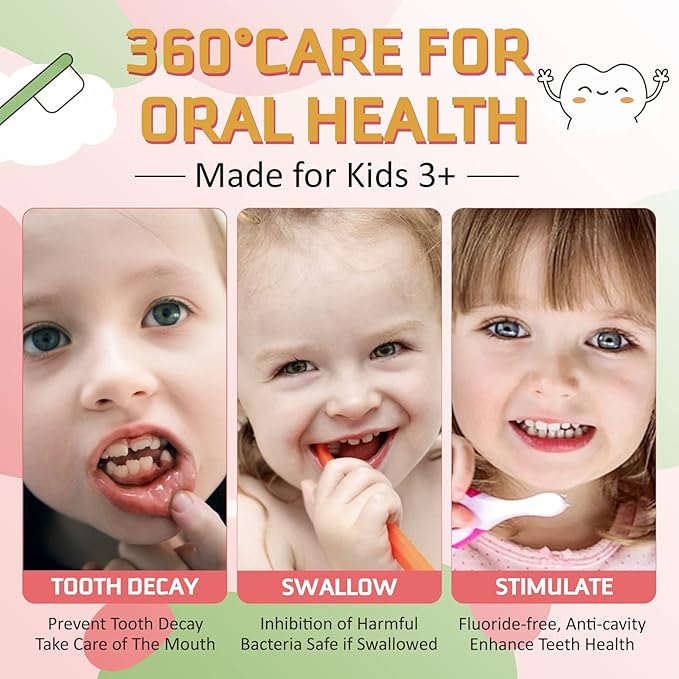 Kids Foam Toothpaste with Strawberry Flavor, Fluoride-Free, 60ml, for U-Shape Electric Toothbrush