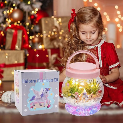 Unicorn Terrarium Kit for Kids, Birthday Gifts for Girls, Unicorn Toys, LED Night Light Up & Remote, DIY Unicorn Arts and Crafts Kit for Kids Age 4 5 6 7 8-12 Year Old