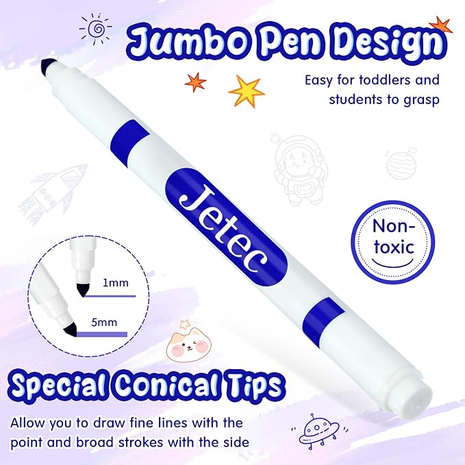 Janlaugh 48 Pcs Line Washable Markers Bulk Blue Fine Tip Markers Set Coloring Markers for Kids Thin Washable Markers Blue Tips Markers for Art School Supplies, Back to School Supplies, Ages 6+