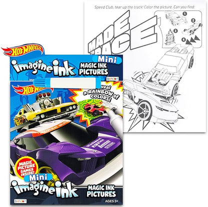 Hot Wheels Imagine Ink Coloring Book Set for Kids Toddlers - Mess Free Magic Ink Coloring Book with Hot Wheels Play Pack and More