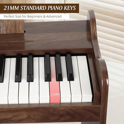 Kids Piano Keyboard, 37 Keys Digital Wood Piano with Stool Musc Stand Toddler Music Educational Instrument Toy, Xmas Birthday Gifts for 3+ Girls Boys