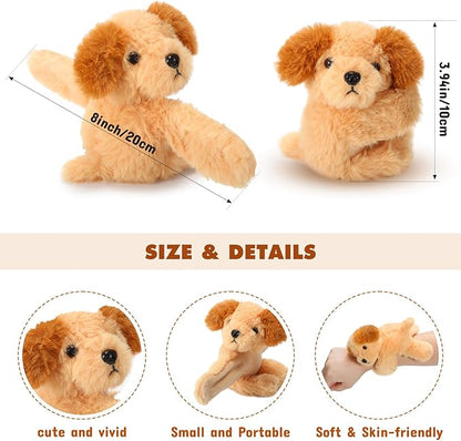 Liliful 8 Pack Kids Valentine's Day Gifts Stuffed Animal Cat Slap Bracelets, Valentines 8 Inch Plush Wrist Cute Snap Bracelets Birthday for Boys Girls Child Bulk Items Party Favors(Puppies)