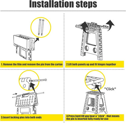 Delxo Folding Step Stool 17.5 Inch,Heavy Duty Step Stools for Adults,Non Slip Folding Stool with Handle,Premium Portable Foldable Step Stool for Kitchen Bathroom Bedroom Up to 400LBS,(Grey,1PC)