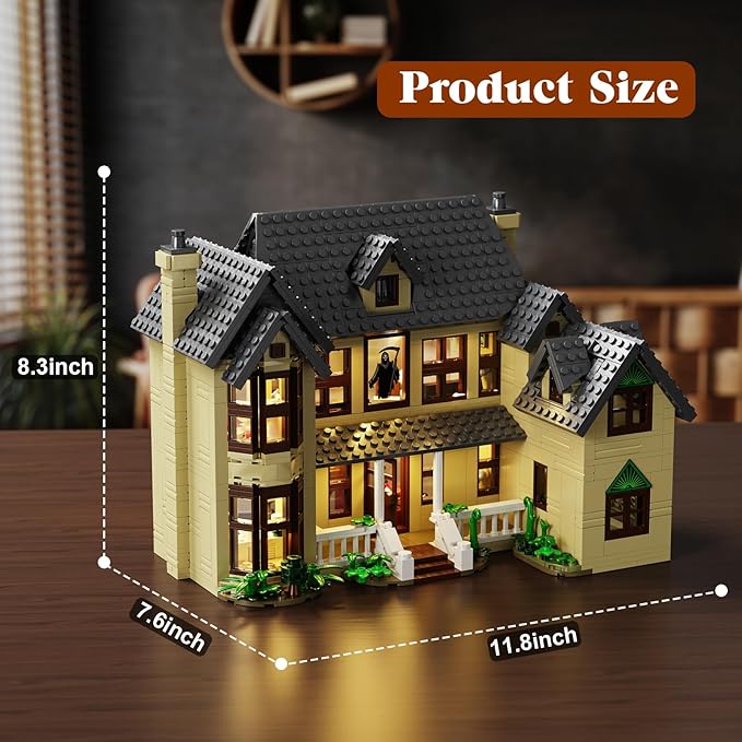 Horror House Building Block Set, Scary Movie Haunted House Model Compatible with Lego Horror House Building Toy, Halloween Decoration Gift for Man, Woman or Horror Film Fans 18+(1275Pcs)