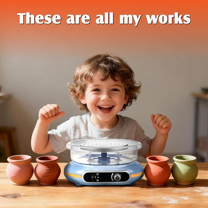 Funspire Pottery Wheel for Kids,mini Pottery Wheel for Children and Beginners - 4.7-inch Electric Pottery Wheel with Adjustable Speed, Low Noise, Precise Control, Includes 16 Pottery Tools