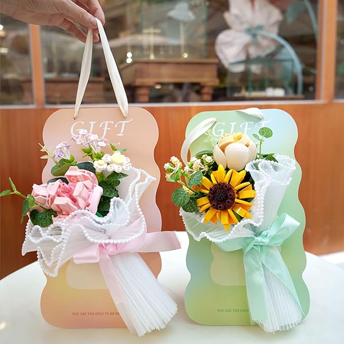 Bouquet Building Sets - Household Decorative Flower Building Block Toys - Artificial Plant Set Gift for Valentine's Day Mother's Day Birthday for Her and Him(Rose)