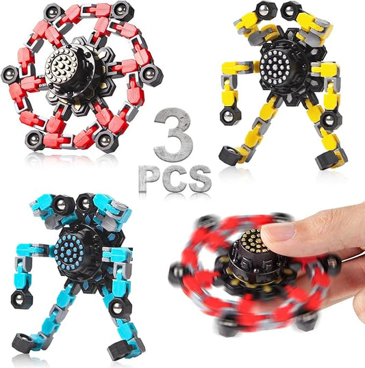Transformable Fidget Spinners 3 Pcs for Kids and Adults Stress Relief Sensory Toys for Boys and Girls Fingertip Gyros for ADHD Autism for Kids