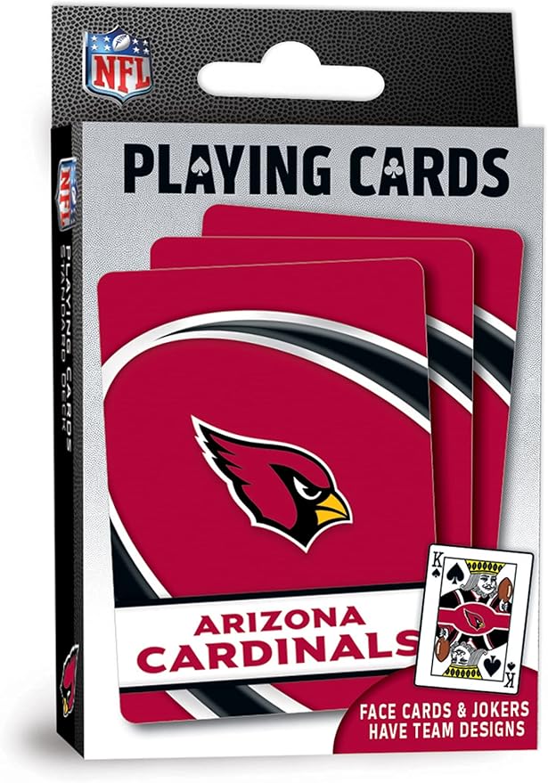 MasterPieces - NFL Playing Cards, Officially Licensed Arizona Cardinals Football Deck, Family Games for Adults and Kids, Standard Index