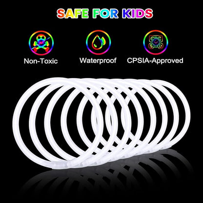 White Glow Sticks Bulk Party Favors 100 Pack 8" Glow in the Dark Party Supplies Neon Party Decorations Glow Bracelets Necklaces for Adults Kids Halloween Christmas Easter Birthday Wedding