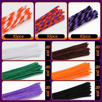 150pcs Halloween Pipe Cleaners, Pipe Cleaners for Crafts, Craft Supplies Multicolor Chenille Stems for Art&Craft Christmas DIY Projects(9colors,Halloween)