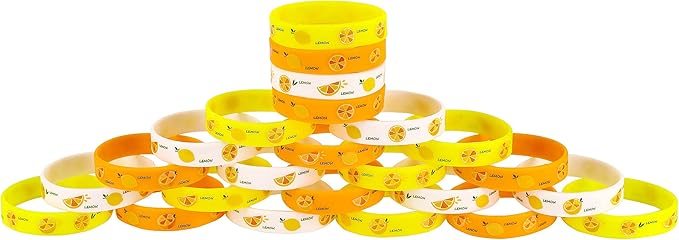 Cleverplay 24 Pack Lemon Wristbands Bracelets, Birthday Decoration Lemon Party Favors for Kids