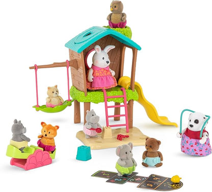 Li’l Woodzeez – 11 Pcs Tree House Playset for Doll Figures – Playhouse Playset with Ladder, Swing & More Accessories – Pretend Play Toy for Kids Age 3+