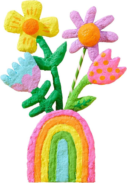 Bright Stripes Paper Mache All Day Craft Kit for Kids Ages 8+ | DIY Sculpt, Build & Paint Set with Paper Mache Clay, Templates & Paint | Creative Art Gift for Kids & Teens