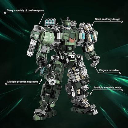 Mech Building Blocks Set for Adults，Motorized Robot Model Building Kit with Multiple Weapons, Hard Core Industrial Style Collectible Gifts for Man Boys Ages 12+ (1403 PCS)