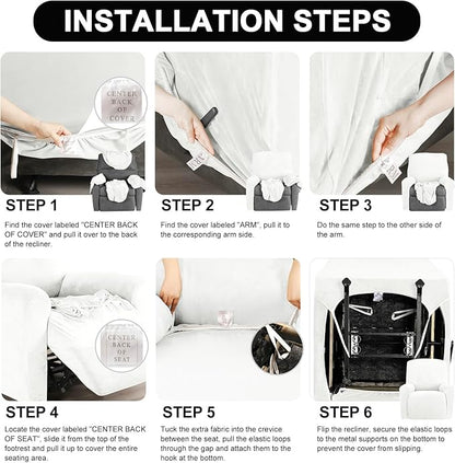 Festicorp Recliner Chair Covers Real Velvet 4-Pieces Recliner Covers for Small Lazy Boy Recliner Chair Stretch Recliner Sofa Slipcovers Furniture Protector with Side Pocket & Elastic Bottom, Off White