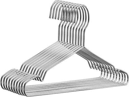 Fayleeko Wire Hangers Coat Hangers Strong Heavy Duty Stainless Steel Metal Hangers 17.7 Inch Ultra Thin Space Saving Clothes Hangers (10pack)