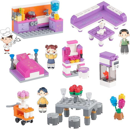 Friends House Building Block Sets, Girls Kitchen Bedroom Friendship Hotel Restaurant Apartment Playhouse Accessories Bricks Kit Birthday Roleplay Gifts for Old Kids 6+ 6-12 8-12