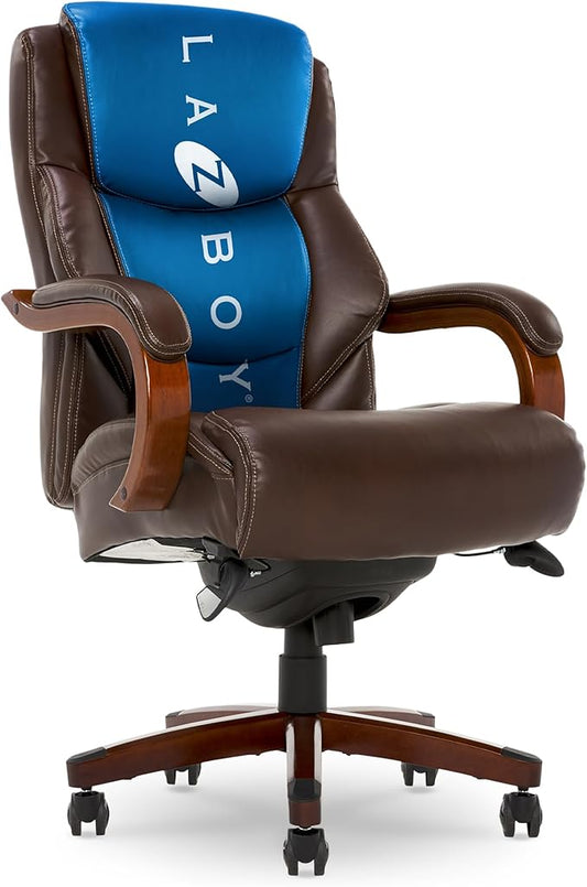 La-Z-Boy Delano Big & Tall Executive Office Chair, High Back Ergonomic Lumbar Support, Bonded Leather, Brown