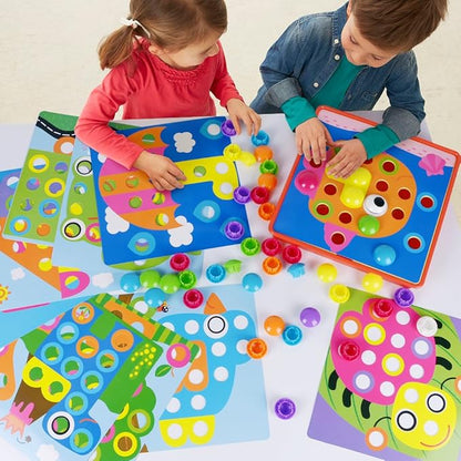 AMOSTING Color Matching Mosaic Pegboard – Sensory Early Learning Kids Activity, Educational Preschool Toys Gifts for Toddlers, Boys & Girls Ages 3+