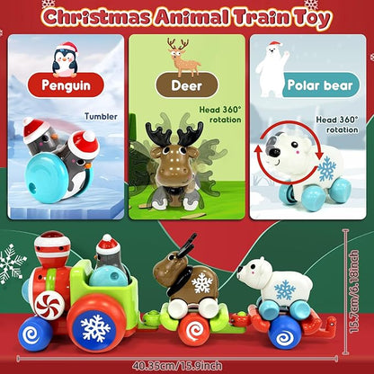 Marstone Baby Toys for 1 Year Old Boys and Girls Gifts, Train Car Set for Toddlers 1-2, Push Animal Car Toys for 12-18 Months, Learning Train Toy for Toddlers 1 2+ Yr Old Birthday Xmas Gift