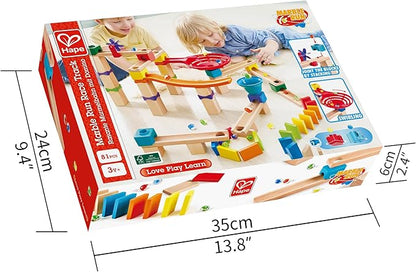 Hape Marble Run Race Track | Wooden DIY Marble Run Set with Dominoes, STEAM Educational Learning Toy, 81 Pieces, for Kids 3 Years+