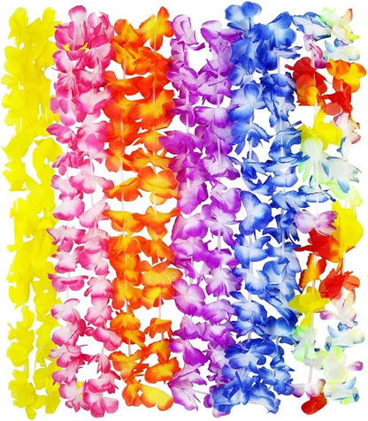 Ecore Fun Luau Party Supplies Leis Luau Party Decorations Hawaiian Leis Decorations Hawaiian Party Bracelet Necklace Headband-12 in 1