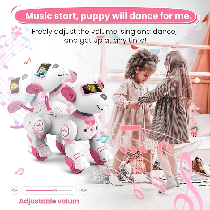 Robot Dog Toys for Girls Toys Interactive Robot Toy FollowMe Robot for Kids 5-7 Intelligent Remote Control Dog with Sing Dance Robotics for Kids Age 3 4 5 6 7 Chrismas Birthday Gifts Girls