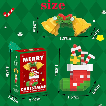 Christmas Bells and Boot Building Blocks Set Compatible with Lego Advent Calendar 2024 Stacking New Toys Holiday Present Box New Year Xmas Gifts for Kids for Boys & Girls and Adults