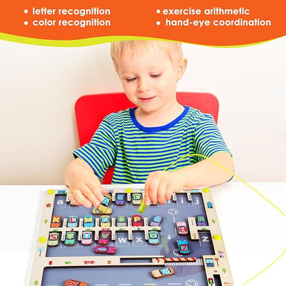 Magnetic Alphabet Maze Letter Puzzle for Fun Learning, Montessori Educational Toy for 3 4 5 Year Old Boys and Girls, Fine Motor Skills Development and Sensory Play