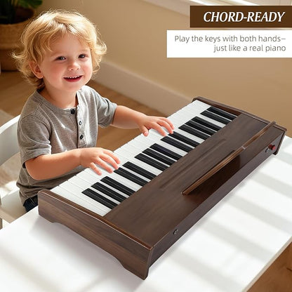 Kids Wooden Piano Keyboard with 37 Keys & Music Stand – Digital Educational Toy for Toddlers Boys Girls, Ages 3+, Ideal Musical Instrument Gift