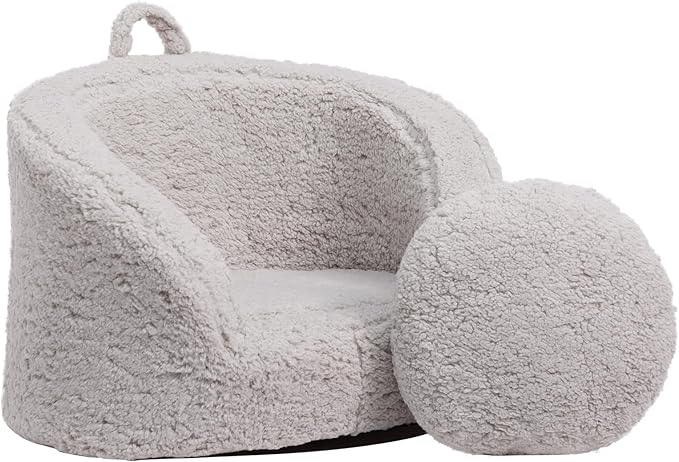 ALIMORDEN Snug-Arch Toddler Couch, Comfy Foam Baby Chair, Ergonomic Toddler Chair with a Snug Embrace Design for Boys and Girls, Light Grey