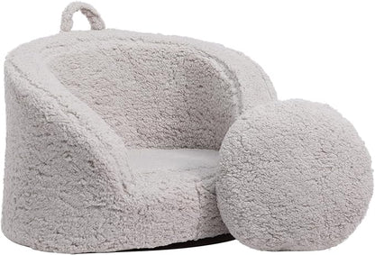 ALIMORDEN Snug-Arch Toddler Couch, Comfy Foam Baby Chair, Ergonomic Toddler Chair with a Snug Embrace Design for Boys and Girls, Light Grey