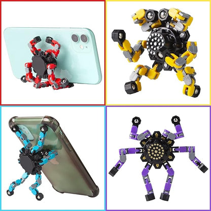 Transformable Fidget Spinners 8 Pcs for Kids and Adults Stress Relief Sensory Toys for Boys and Girls Fingertip Gyros for ADHD Autism for Kids (Fingertoy-8pc)