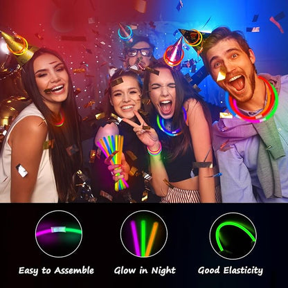 75 Glow Sticks Bracelets and Necklaces, 8'' Glowsticks Bulk Pack Bright Glow in the Dark Party Supplies for Kids (Multicolor)