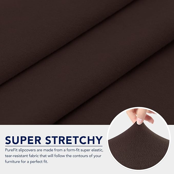 PureFit 100% Dual Waterproof Futon Cover, Waterproof Couch Cover for Futon - Stretch Non Slip Fleece Sofa Covers Washable, Leakproof Furniture Protector for Kids, Pets, Dog (Futon, Chocolate)