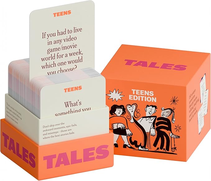 TALES 150 Conversation Cards, Teens Edition, Fun Family Games for Teens, Perfect for Dinners, Road Trips, Classrooms & Game Nights, Gifts & Gatherings, Conversation Starters to Spark Creativity