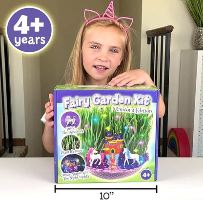 Unicorn Fairy Garden Kit for Kids | Light Up Fairy Unicorn Terrarium Kit | Science STEM Toys Presents | Unicorn Arts and Crafts Stuff for Little Girls Age 4 5 6 7 8-12 Year Old Girl Gift