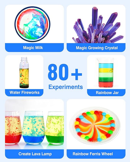 80+ Science Experiment Kit for Kids Ages 5-6-7-8, STEM Learning and Educational Toys, First Science Kit for Boys Girl Birthday Gifts