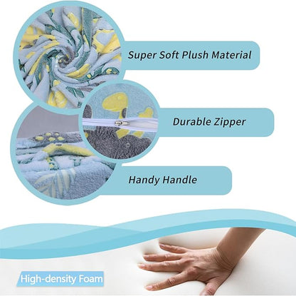 MeMoreCool Modular Glow Sofa for Kids, 8-Piece Convertible Foam Couch Play Set with Glowing Dinosaur Design for Toddlers and Playroom