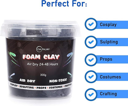 Moldable Cosplay Foam Clay (Black) – High Density and Hiqh Quality for Intricate Designs | Air Dries to Perfection for Cutting with a Knife or Rotary Tool, Sanding or Shaping