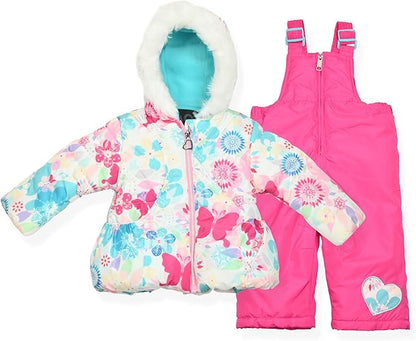 Arctic Quest Little Girls Bib Snow Pants and Ski Jacket Water-Resistant Snowsuit For Kids Winter Jacket For Girls