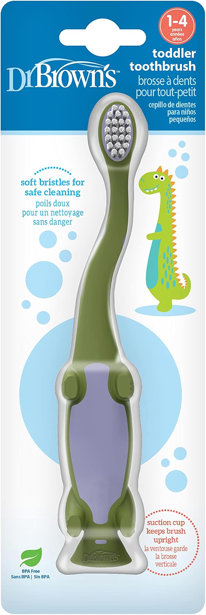 Dr. Brown's Toddler Toothbrush, Dinosaur, Green, 1-Pack