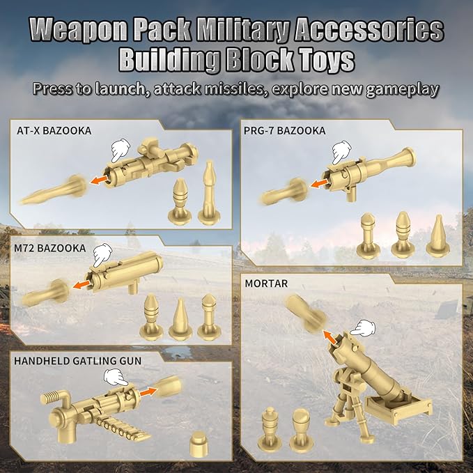 200+ Pcs Military Weapon Pack Accessories Toys Kits,STEM Military Soldier Style Weapon Sets,Swat Team Building Block Toys,Army Equipment Gear Sets,Christmas Birthday Gift for Boys,Teens,Adults